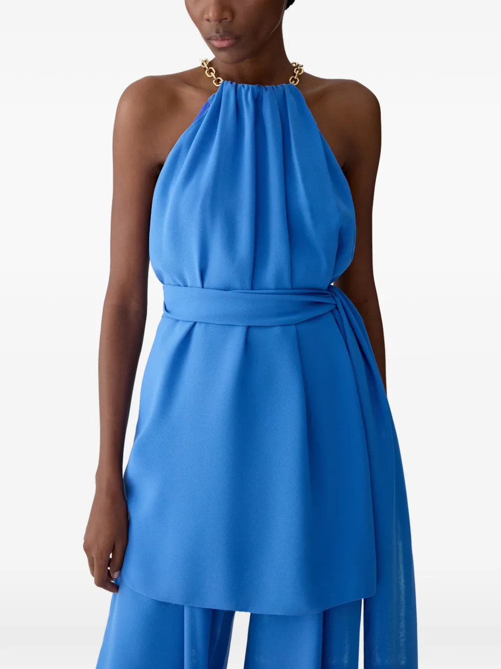 Carolina Herrera High waist plooibroek met wijde pijpen Blauw