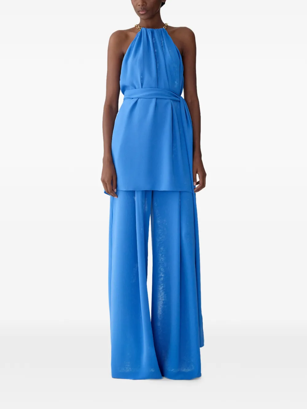 Carolina Herrera High waist plooibroek met wijde pijpen Blauw
