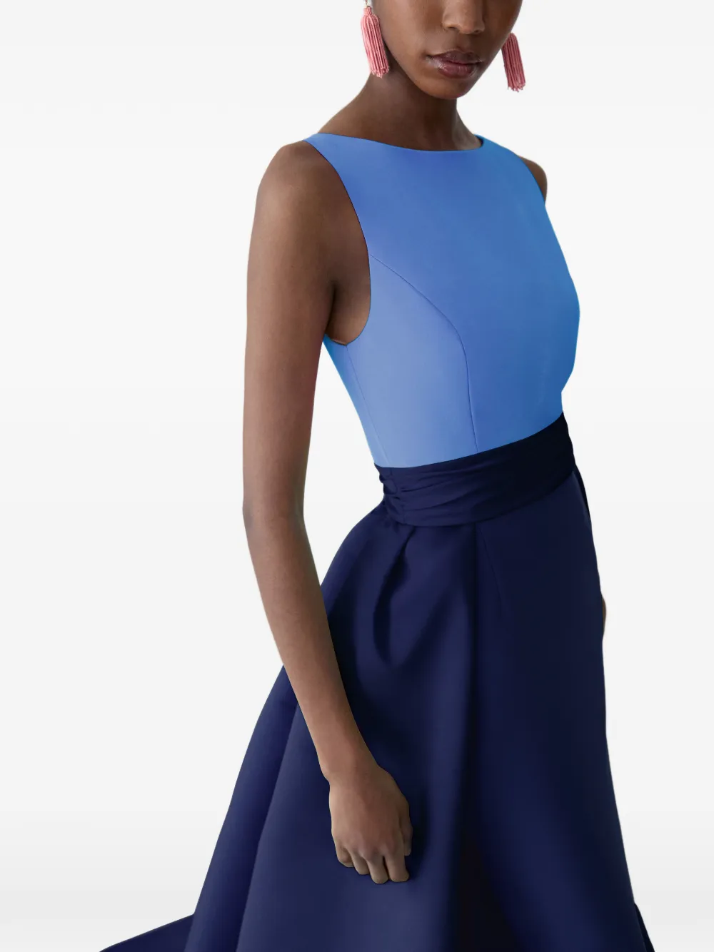 Color-Blocked Column Gown With Overskirt