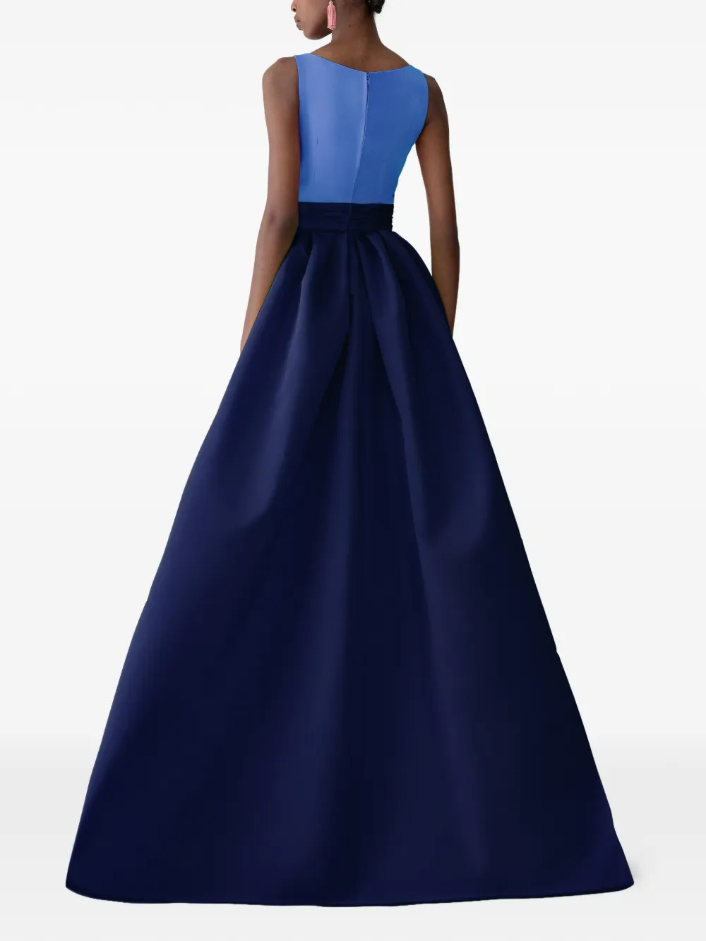 Color-Blocked Column Gown With Overskirt