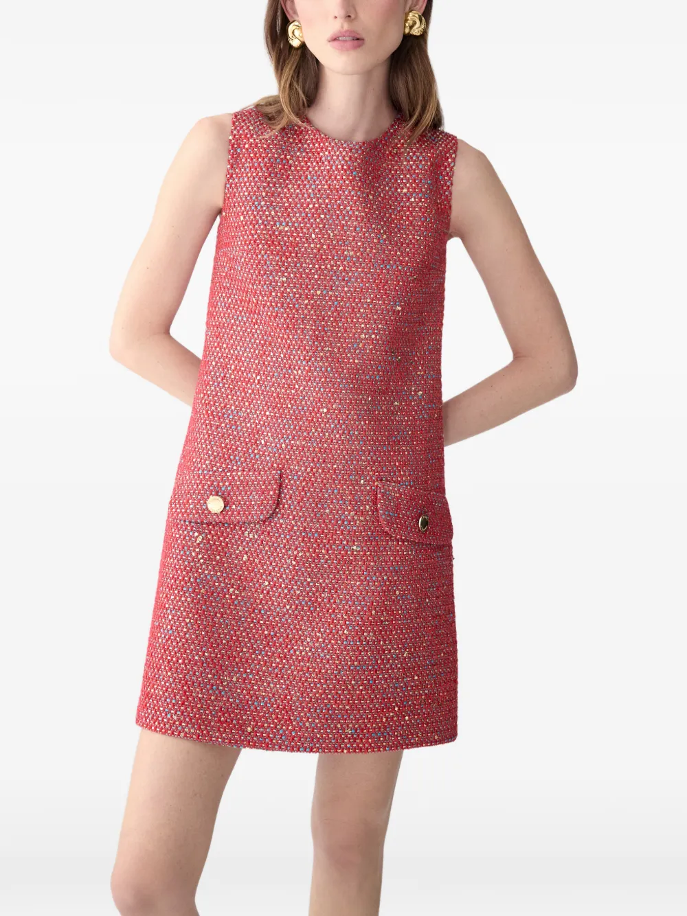 Carolina Herrera Tweed mini-jurk Rood