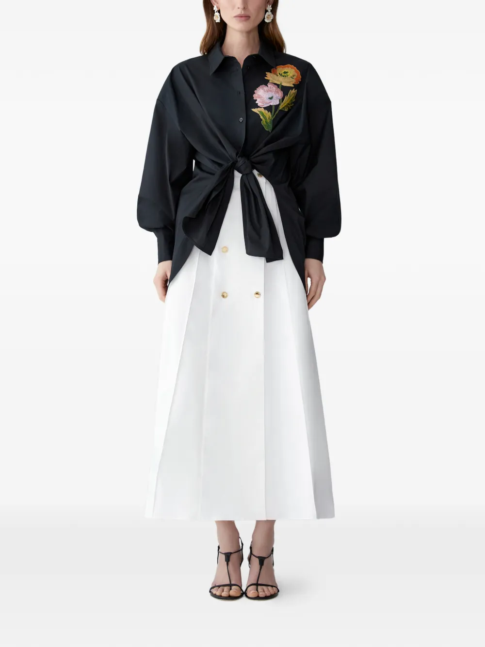 Carolina Herrera Blouse met geborduurde bloemen Zwart