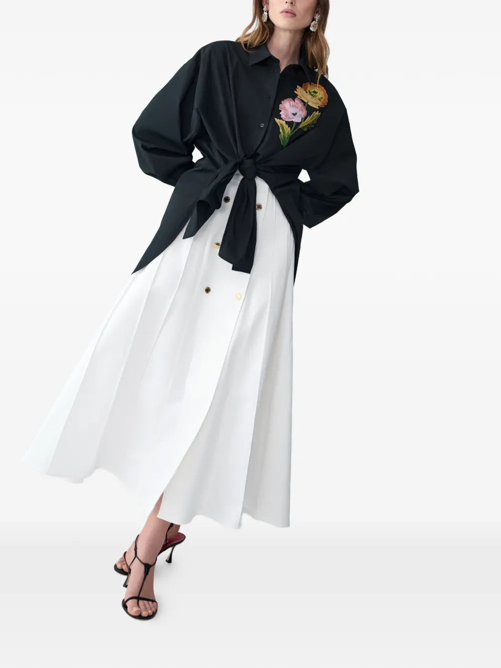 Carolina Herrera Blouse met geborduurde bloemen Zwart