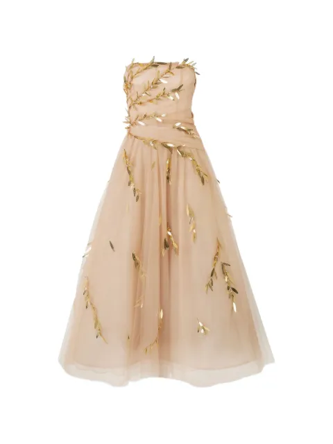 Carolina Herrera embroidered tulle strapless midi dress