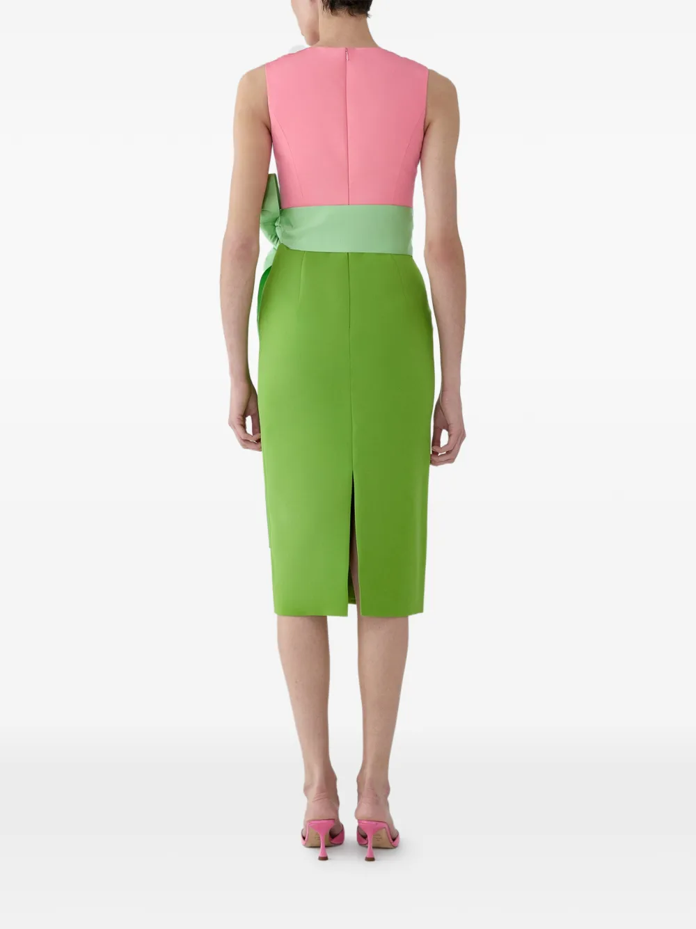 Carolina Herrera Midi-jurk met colourblocking en sjerp Groen
