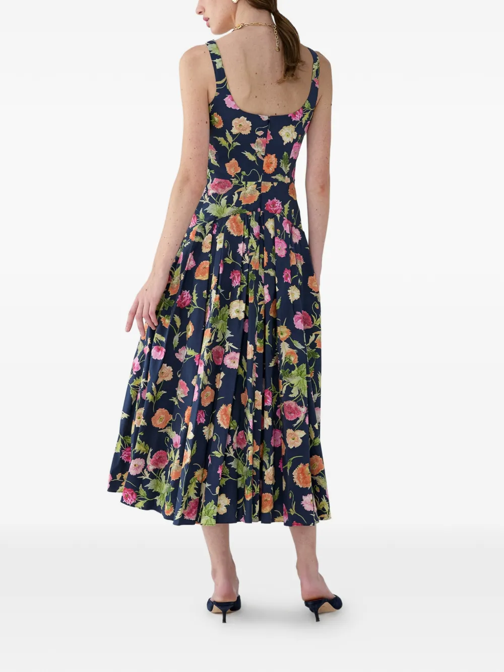 Carolina Herrera Midi-jurk met bloemenprint Blauw
