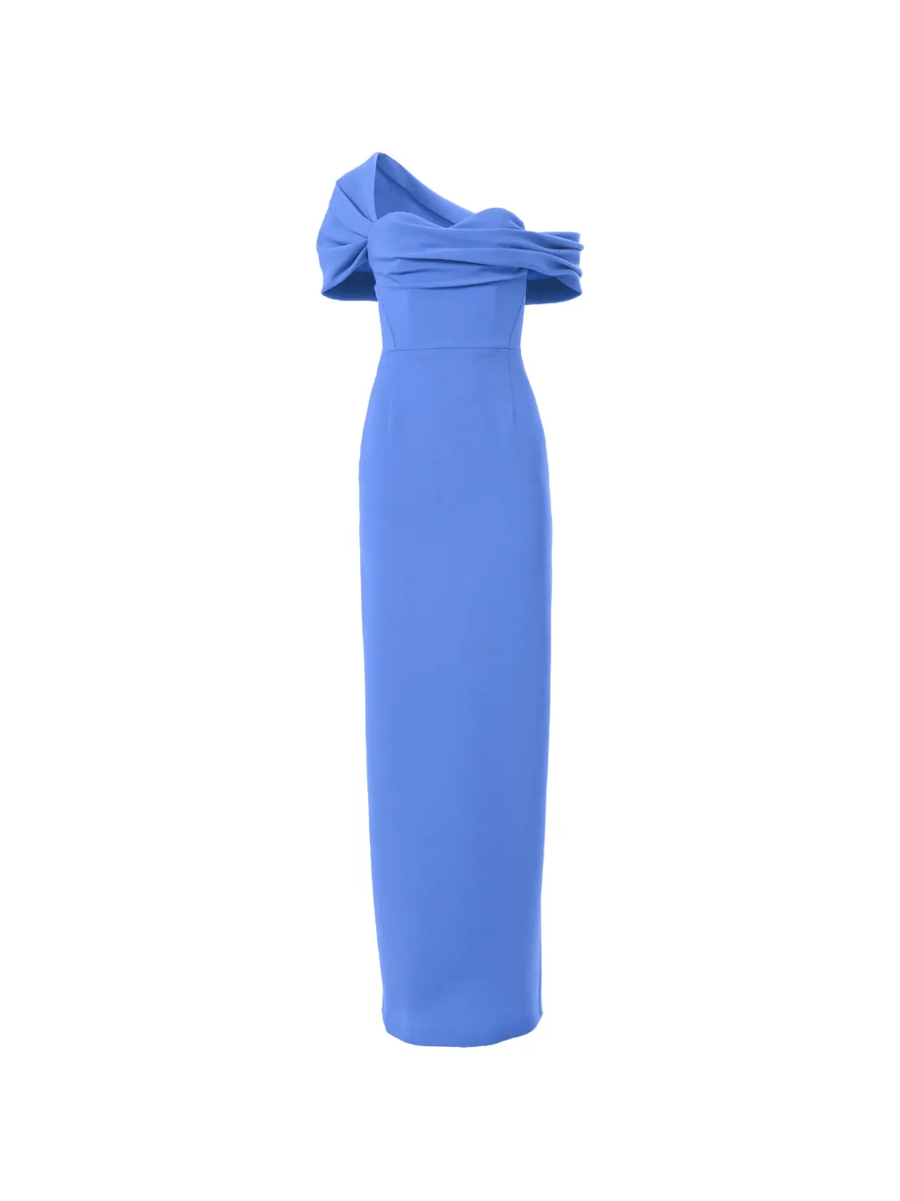 Carolina Herrera draped off-shoulder column gown - Blu