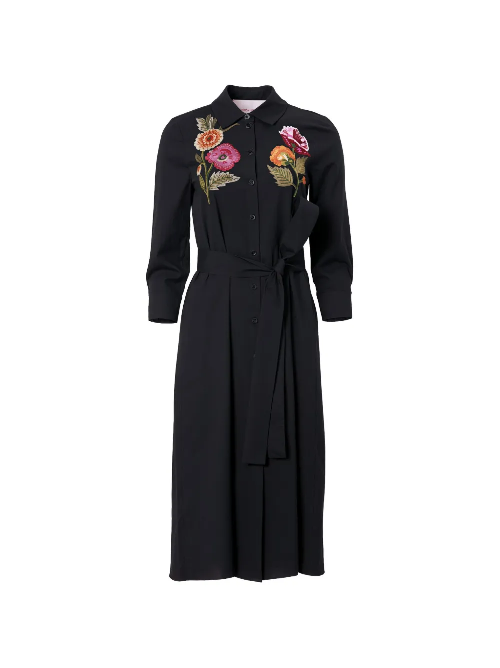 Carolina Herrera embroidered shirt dress with belt - Nero