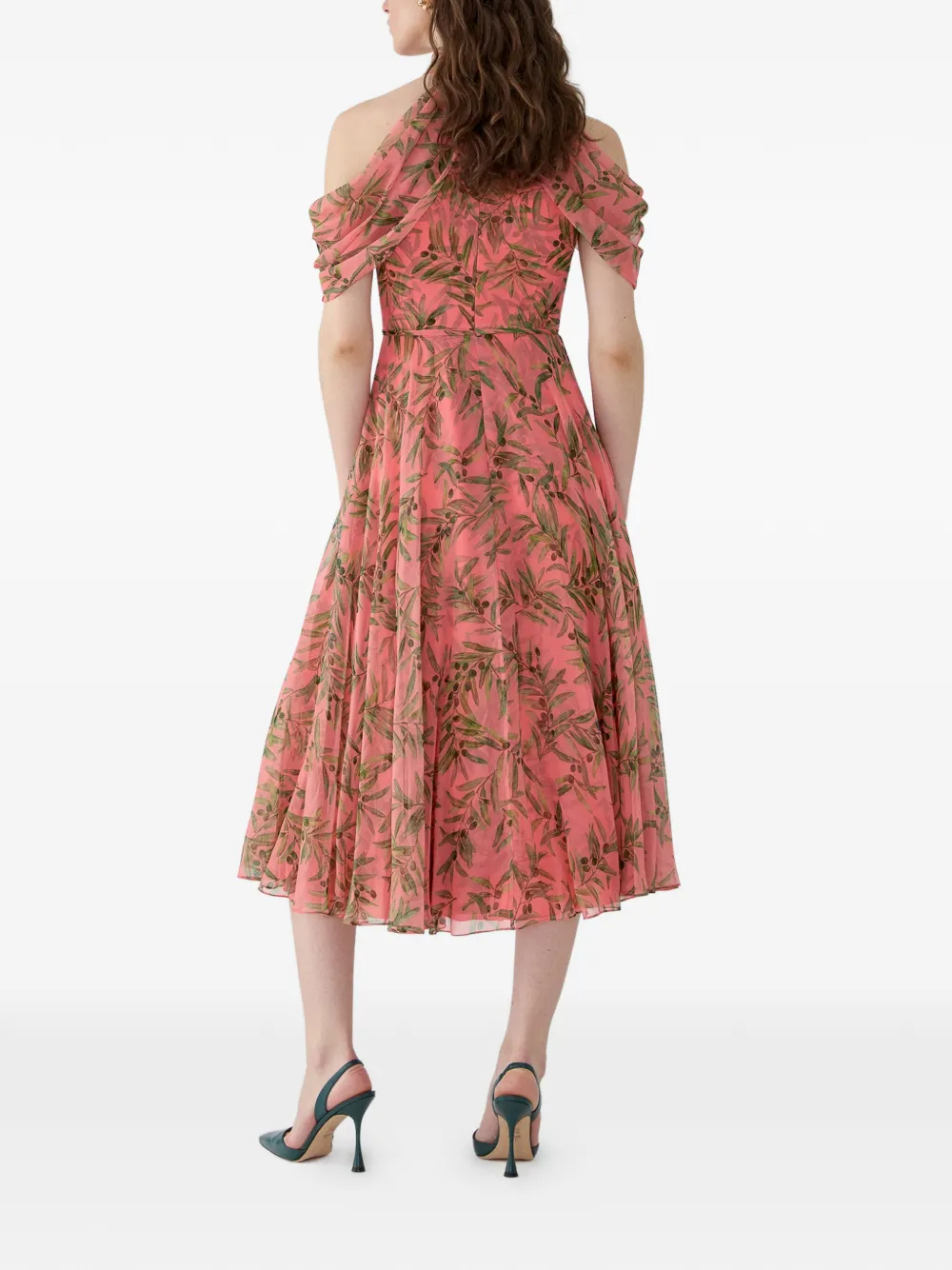 Carolina Herrera Midi-jurk met halternek en print Roze