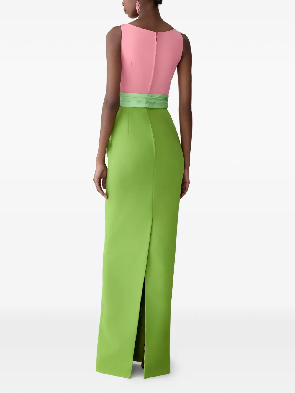 Color-Blocked Column Gown With Overskirt