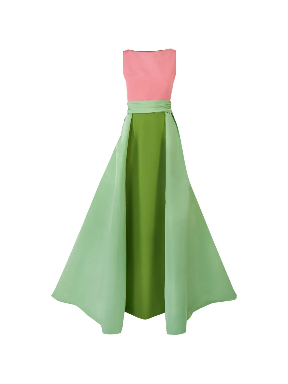 Carolina Herrera color-blocked column gown with overskirt - Grün