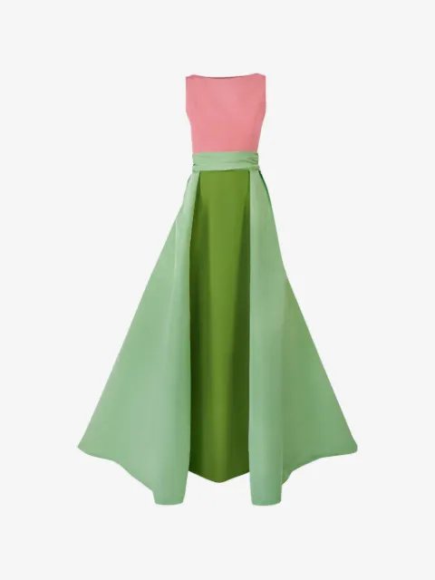 Carolina Herrera color-blocked column gown with overskirt