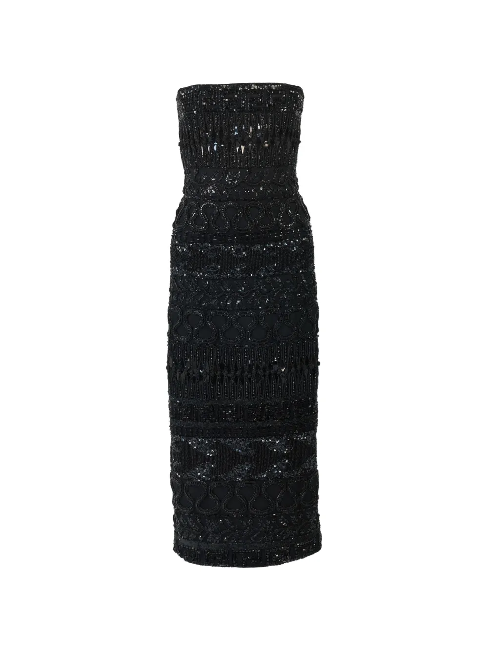 Carolina Herrera embroidered tulle strapless midi dress - Nero