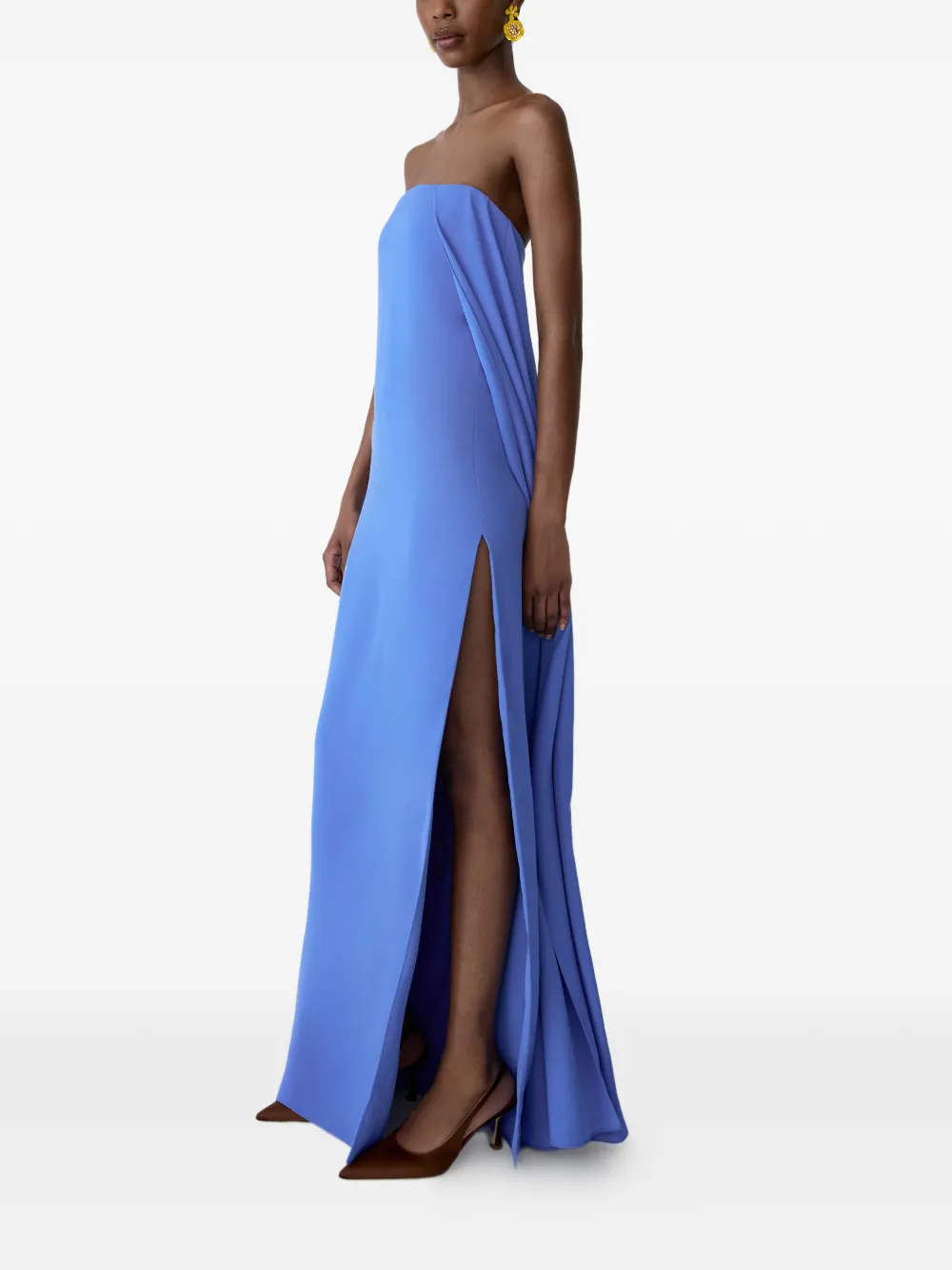 Carolina Herrera Gedrapeerde avondjurk Blauw
