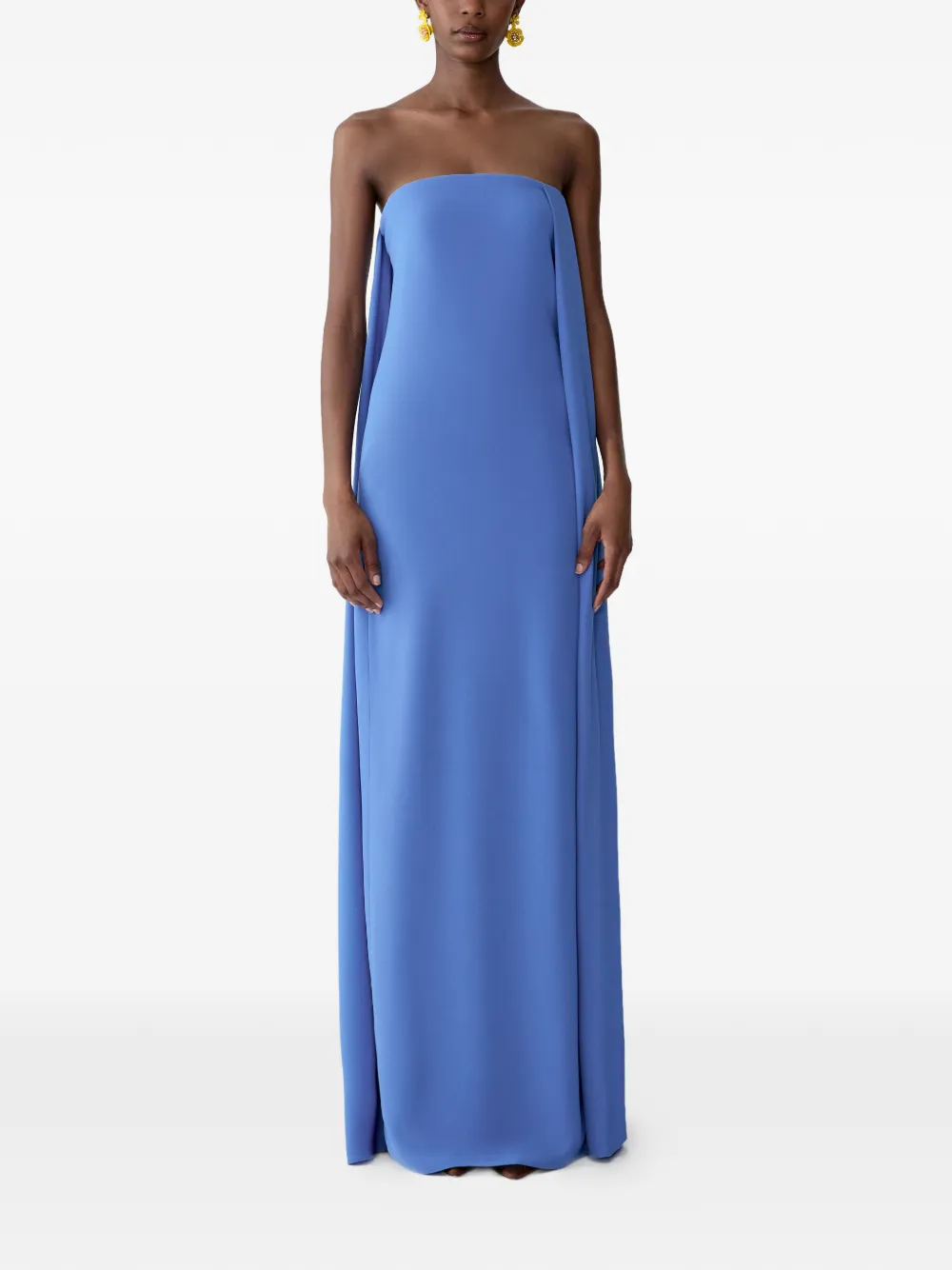 Carolina Herrera Gedrapeerde avondjurk Blauw