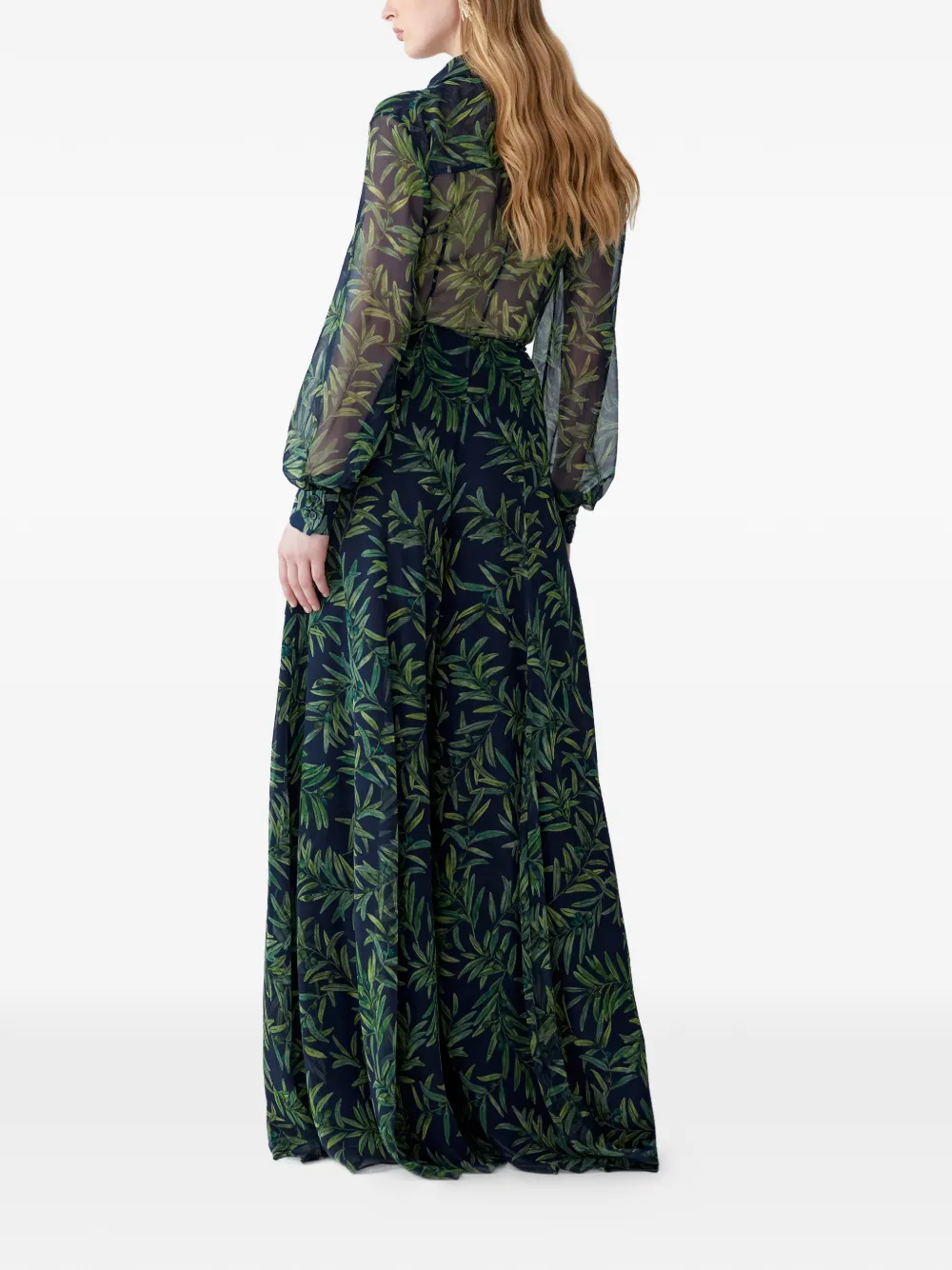 Carolina Herrera Blouse met olijftakprint Groen