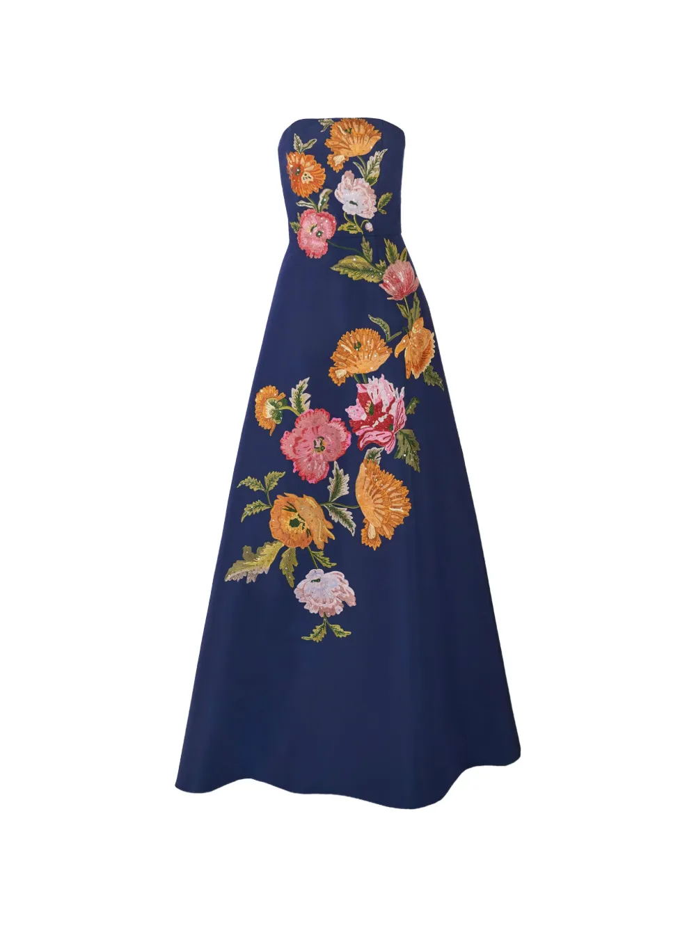 Carolina Herrera floral-embroidered strapless gown - Blu