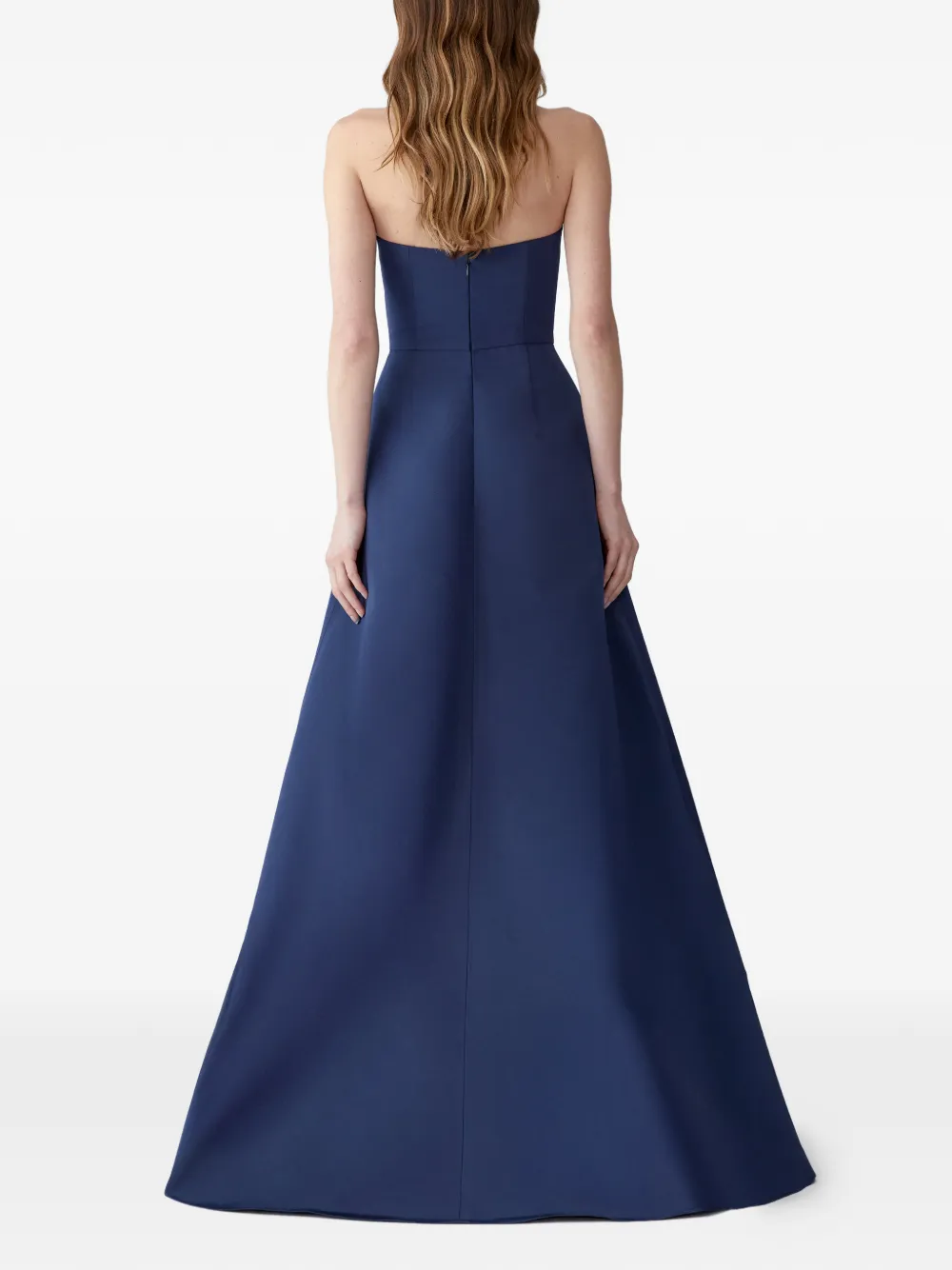 Floral-Embroidered Strapless Gown