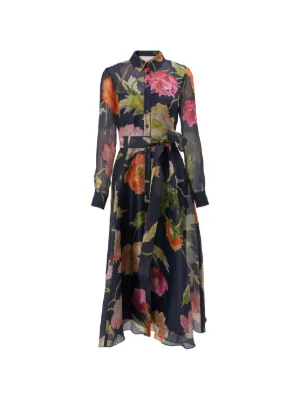 oscar de la renta orchid silk twill midi dress Oscar de La Renta Orchid Silk Twill Midi Dress