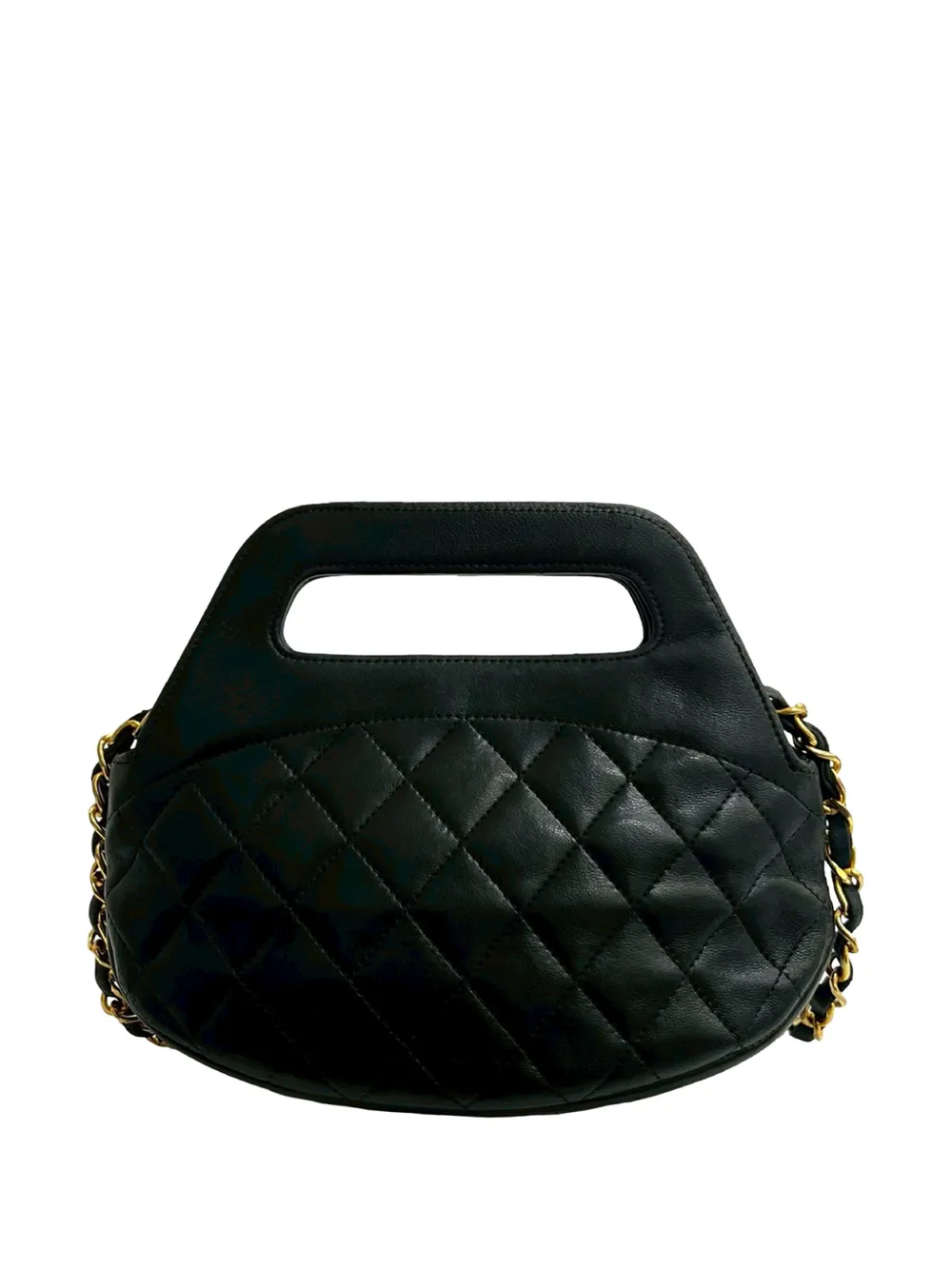  Chanel Pre-owned Borsa A Tracolla Cc Tonda In Pelle Di Agnello Trapuntata Con Manico 1989-1991 - Nero 