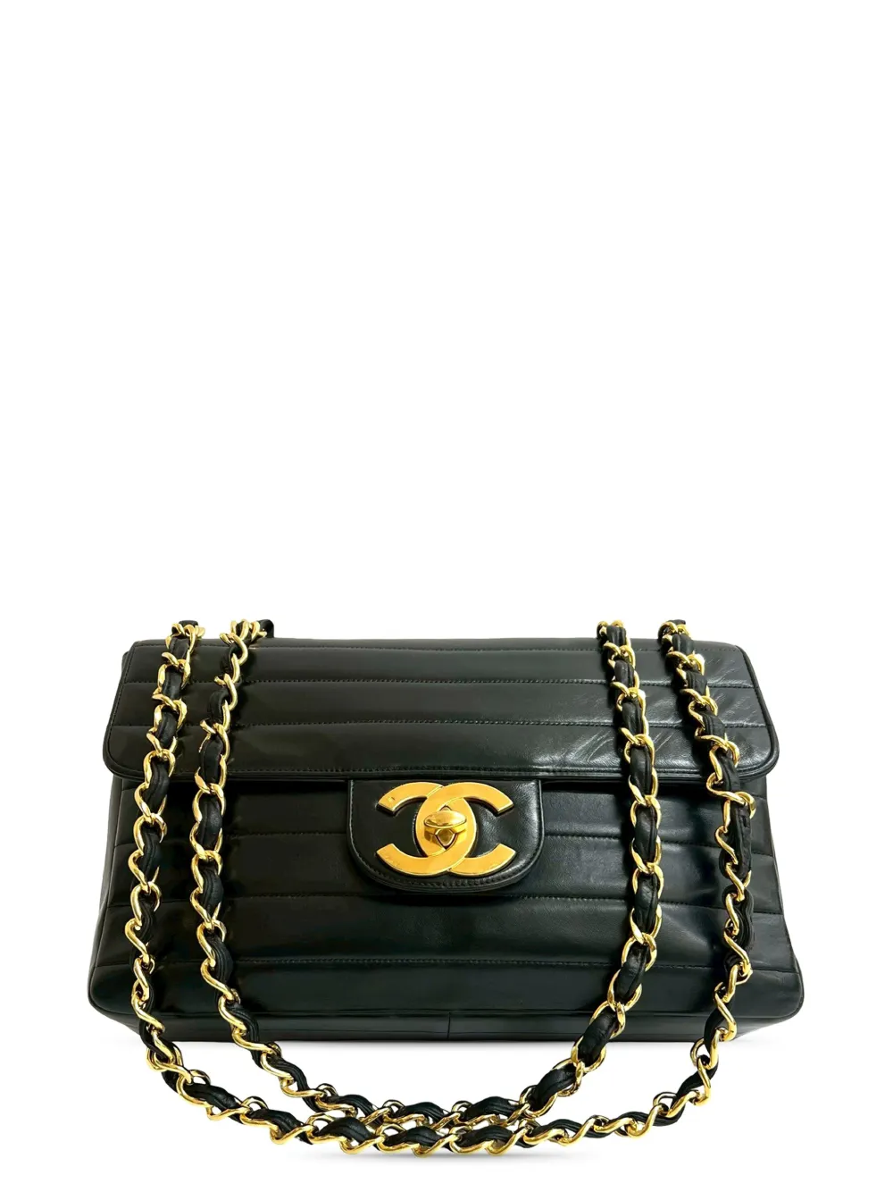 CHANEL Pre-Owned 1994-1996 Jumbo CC Horizontal Quilted Lambskin Flap shoulder bag - Nero
