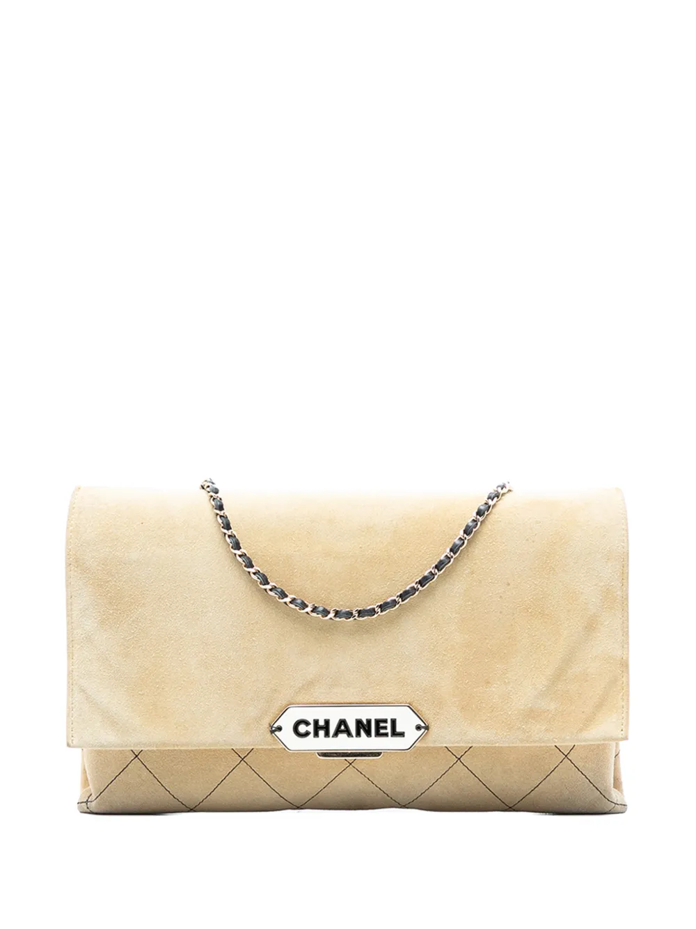 CHANEL Pre-Owned 2016-2017 Quilted Suede Retro Label Flap shoulder bag - Marrone