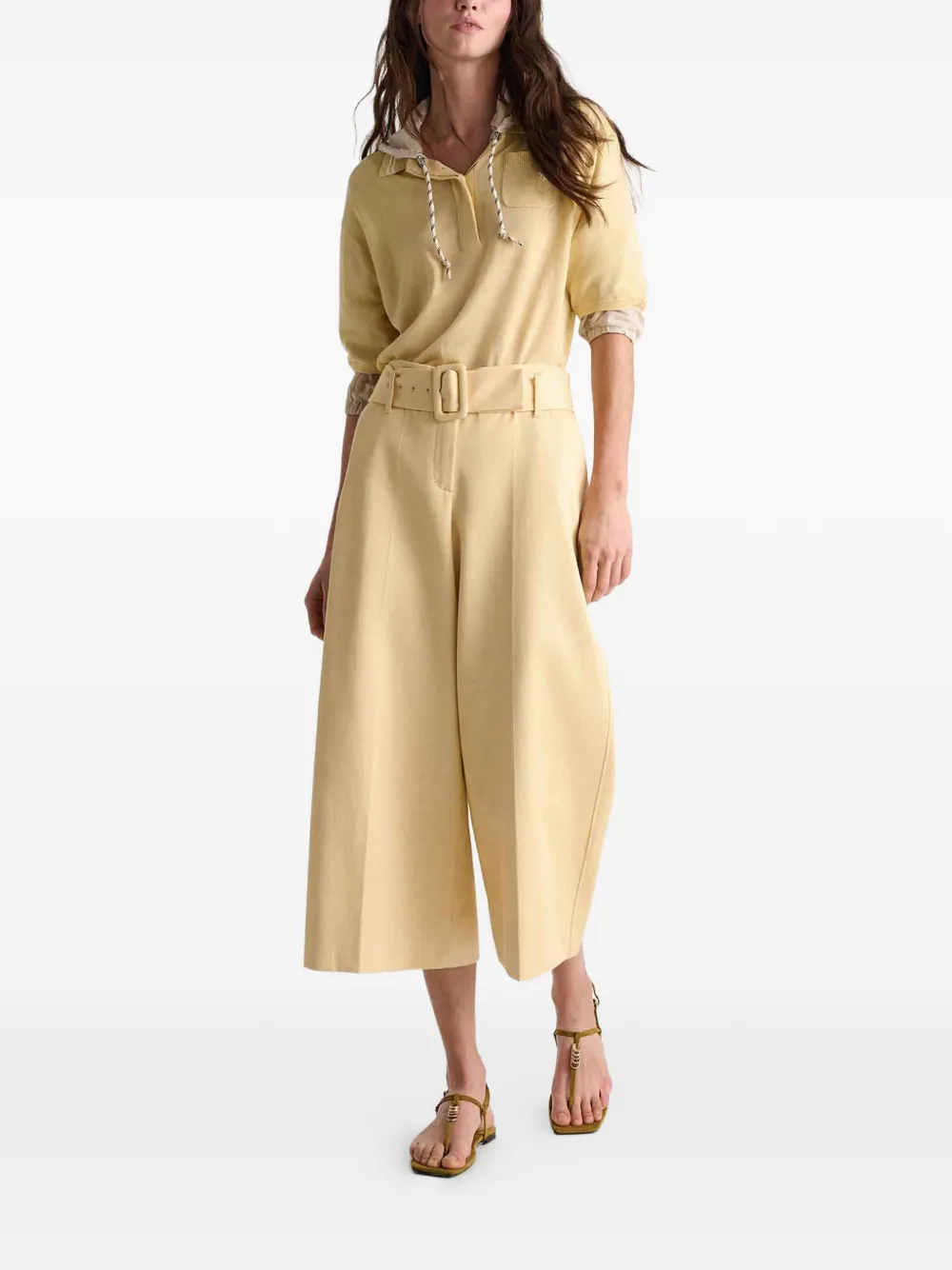 belted wide-leg trousers