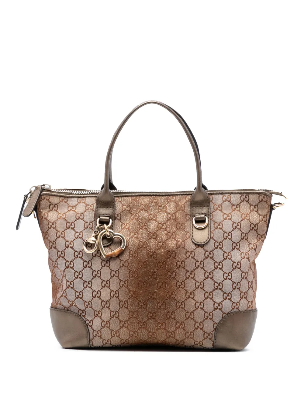 Gucci Pre-Owned 2016-2025 GG Lurex Heart Bit satchel - Marrone