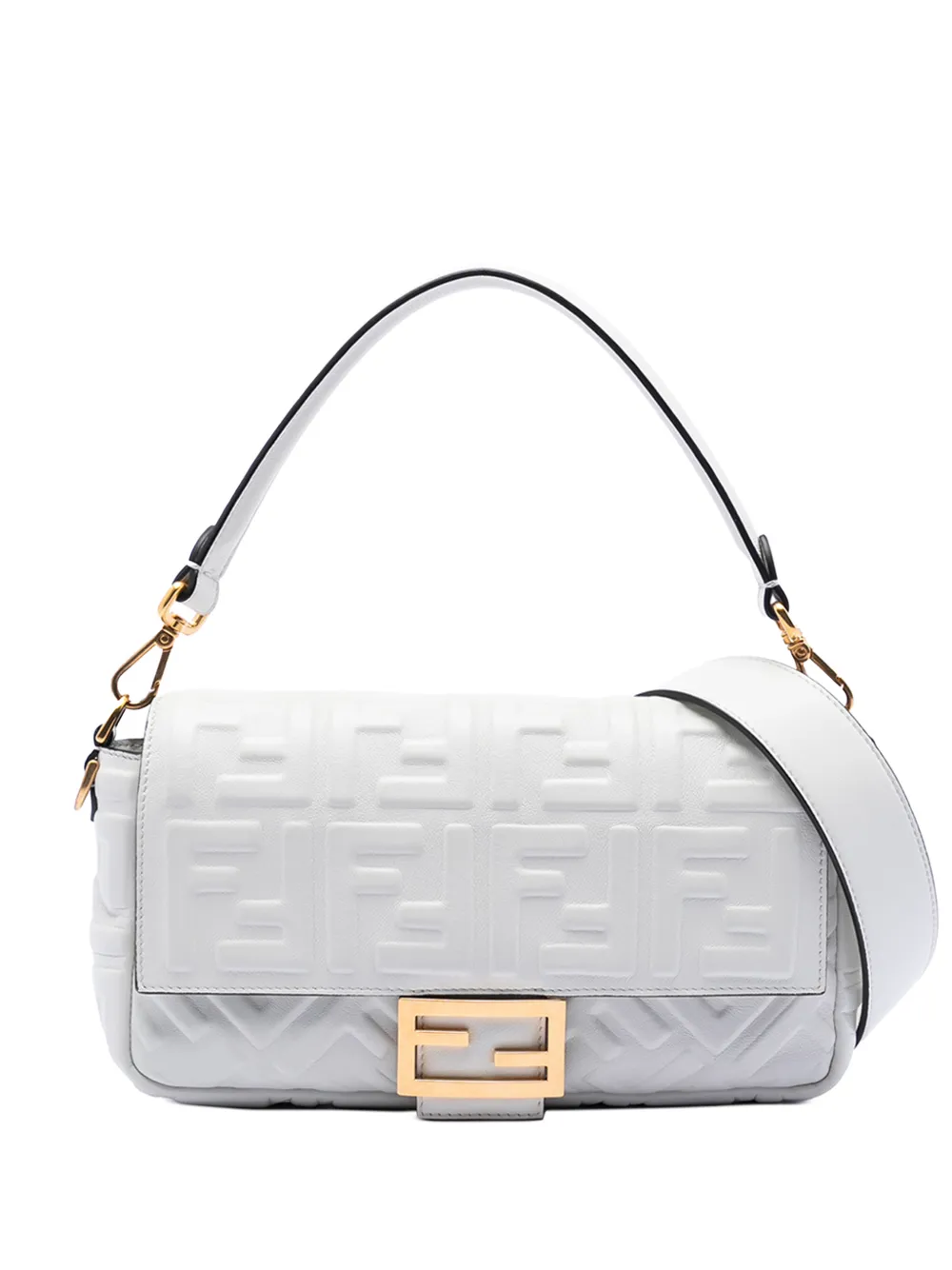 Fendi Pre-Owned 2010-2025 Zucca Embossed Leather Baguette satchel - Bianco