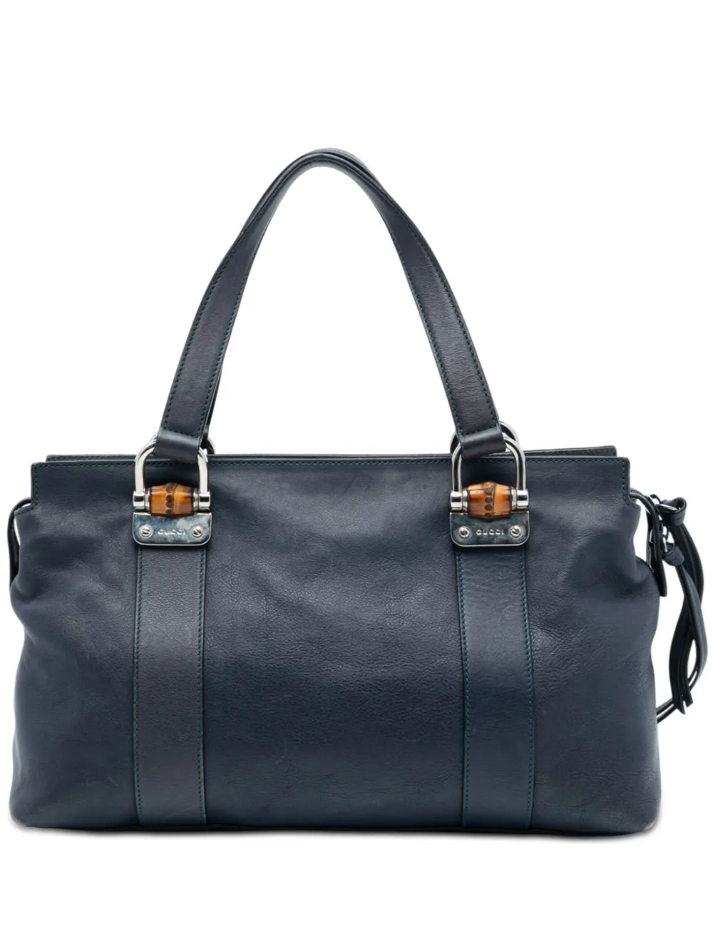 Gucci Pre-Owned 2016-2026 Leather Bamboo Bar satchel - Blu