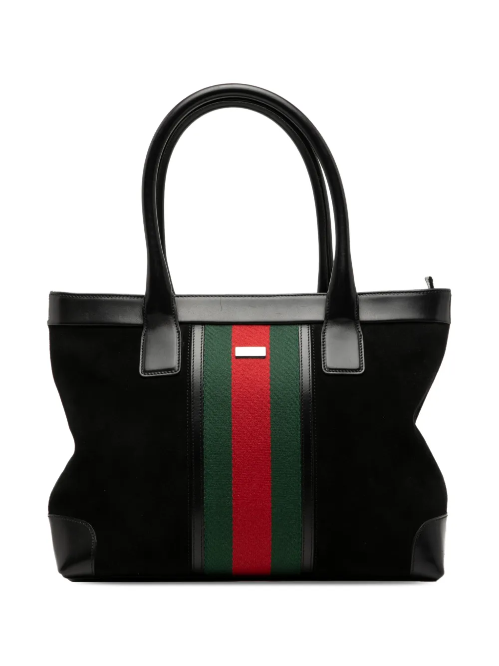 Gucci Pre-Owned Borsa tote in pelle scamosciata con decorazione Web 2000-2015 - Nero