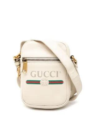 美品　GUCCIロゴ　スモールメッセンジャーバック Gucci Pre-Owned ロゴ ジップ メッセンジャーバッグ プリントレザー