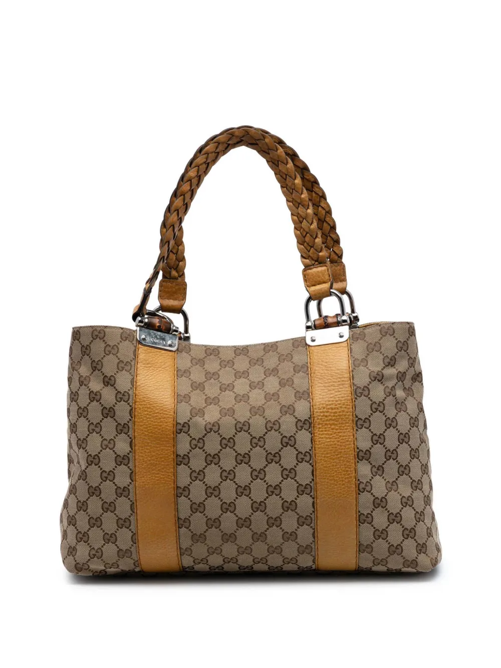 Gucci Pre-Owned Borsa tote Libeccio in tela GG e bambù 2016-2025 - Marrone