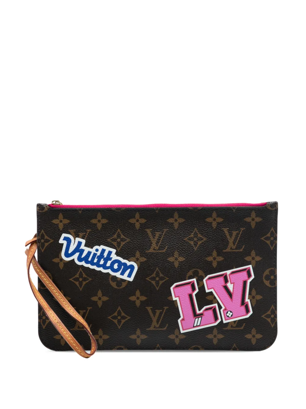 Louis Vuitton Pre-Owned 2018 Monogram Patches Neverfull MM pouch - Marrone