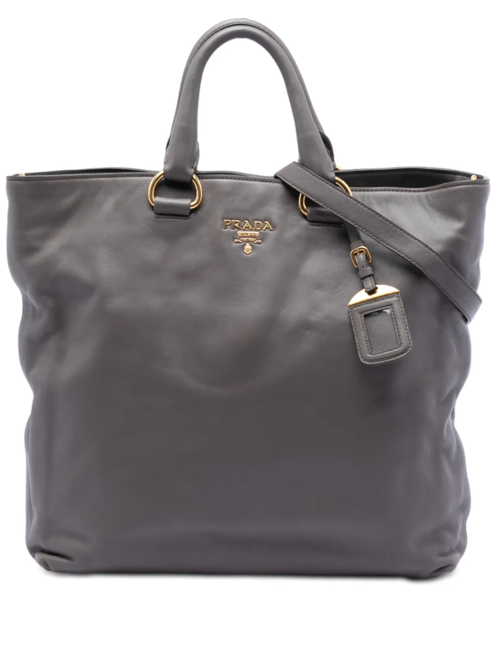 Prada Pre-Owned 2010-2025 Soft Calf Open Convertible Tote satchel - Grigio