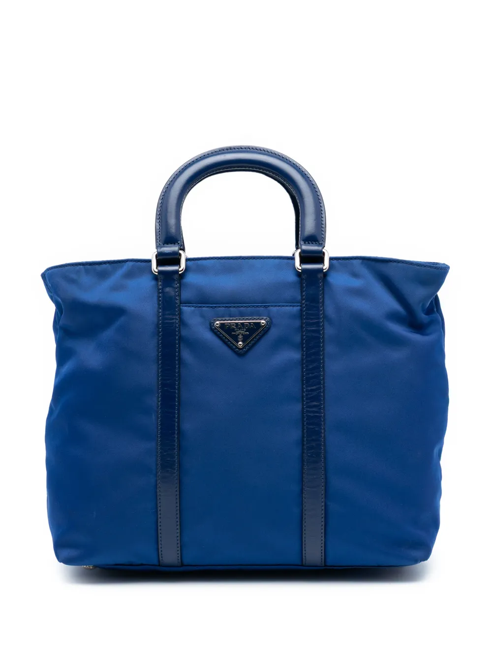 Prada Pre-Owned 2013-2025 Vitello Trimmed Tessuto satchel - Blu