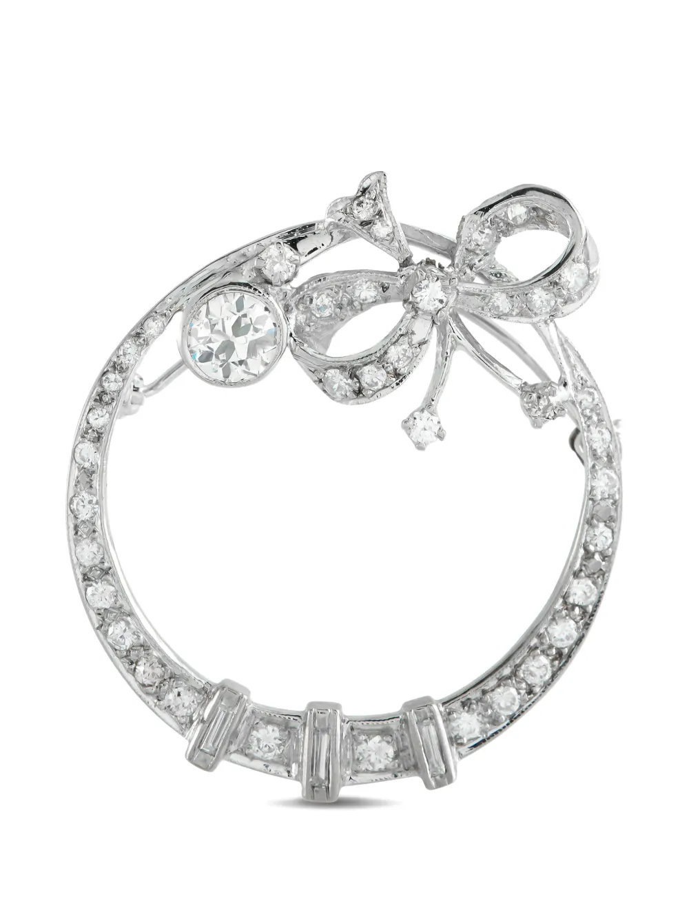 LB Exclusive diamond bow white gold brooch - Argento