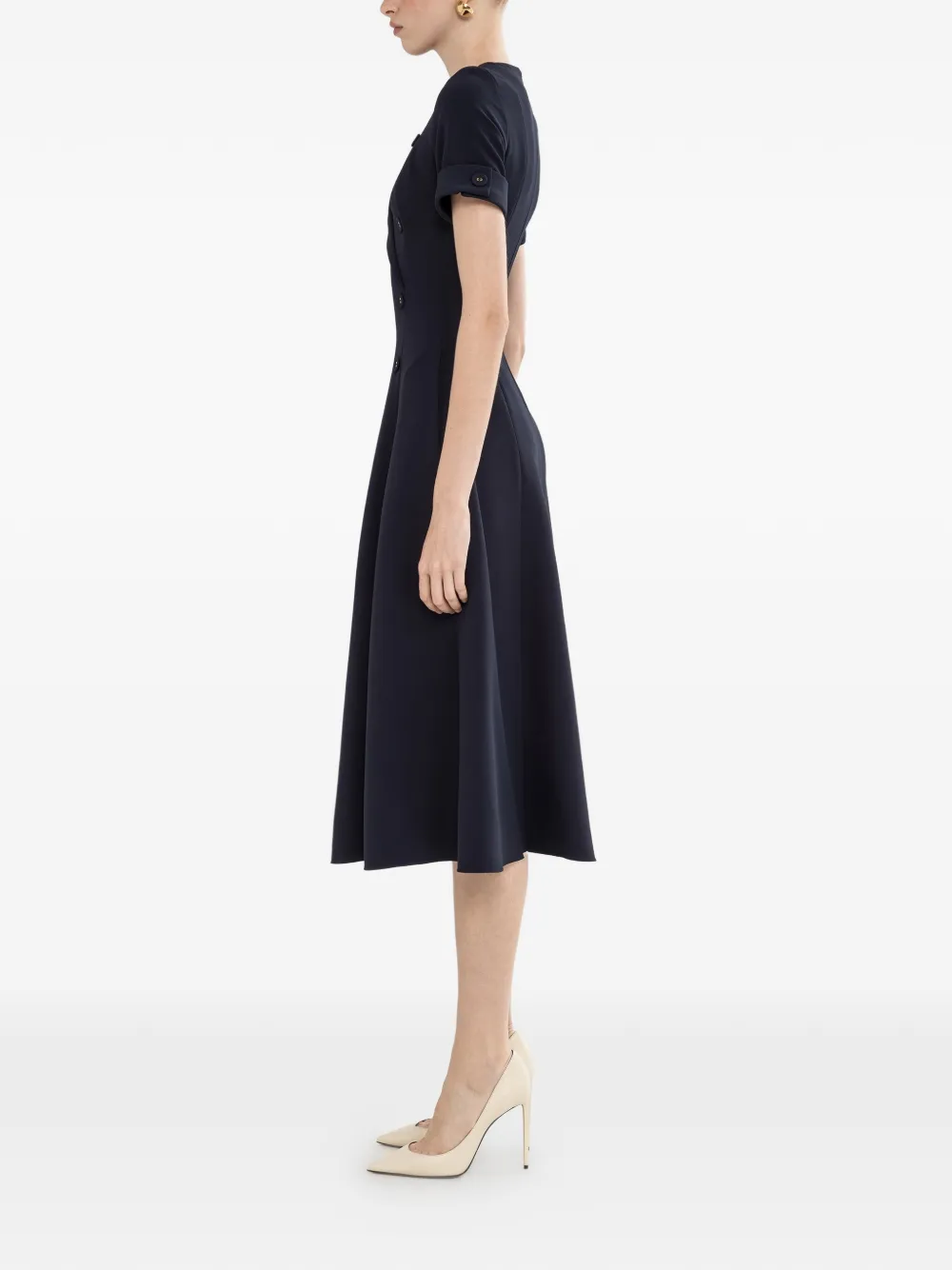 A-Line Button Midi Dress