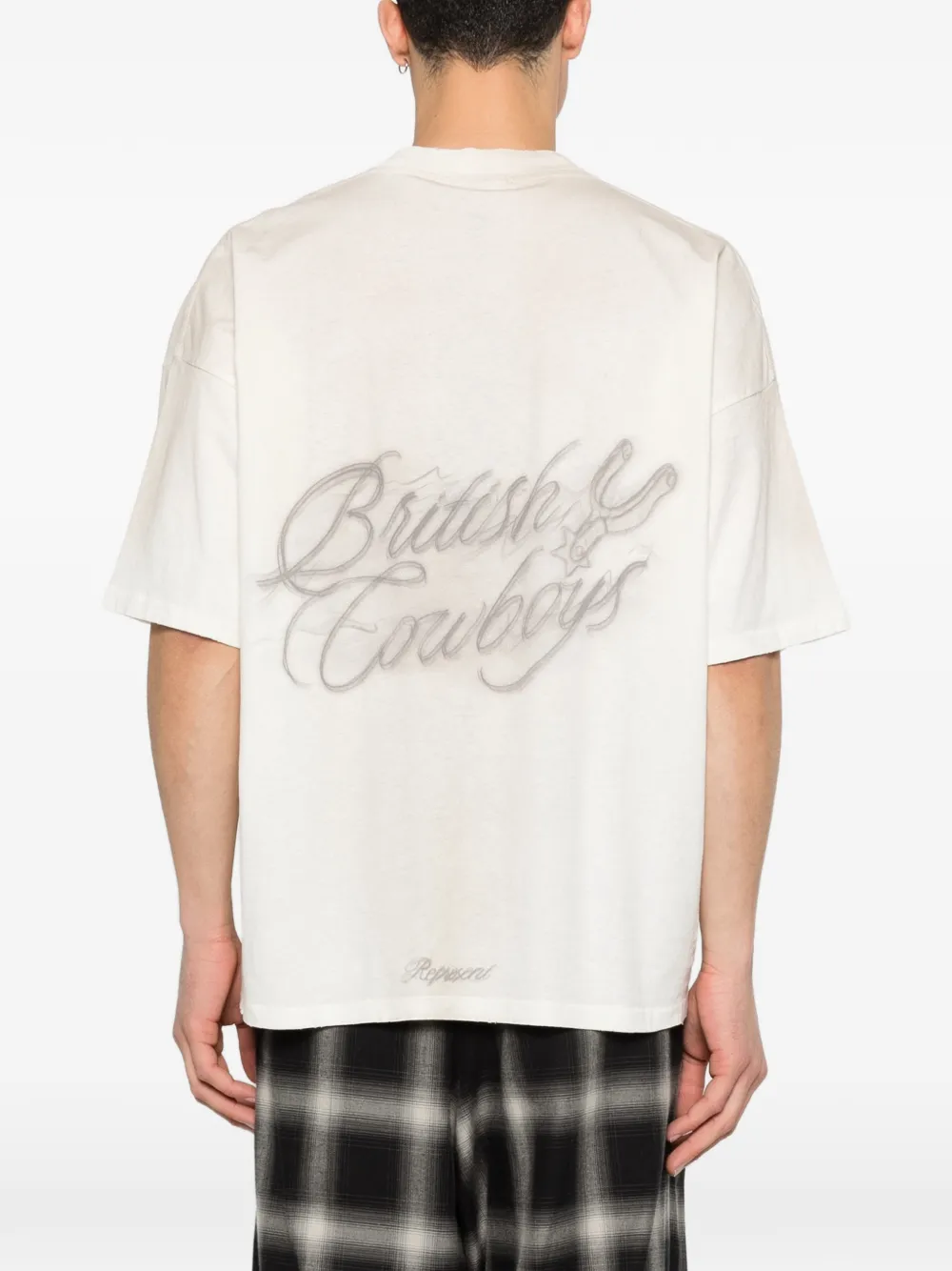 Represent T-shirt met doodskopprint Beige