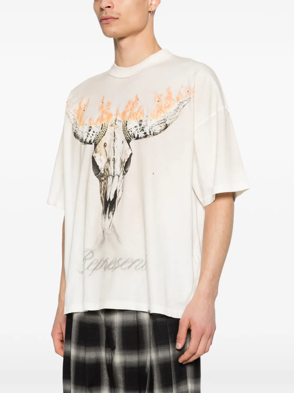  Represent Skull-print T-shirt - Neutrals 