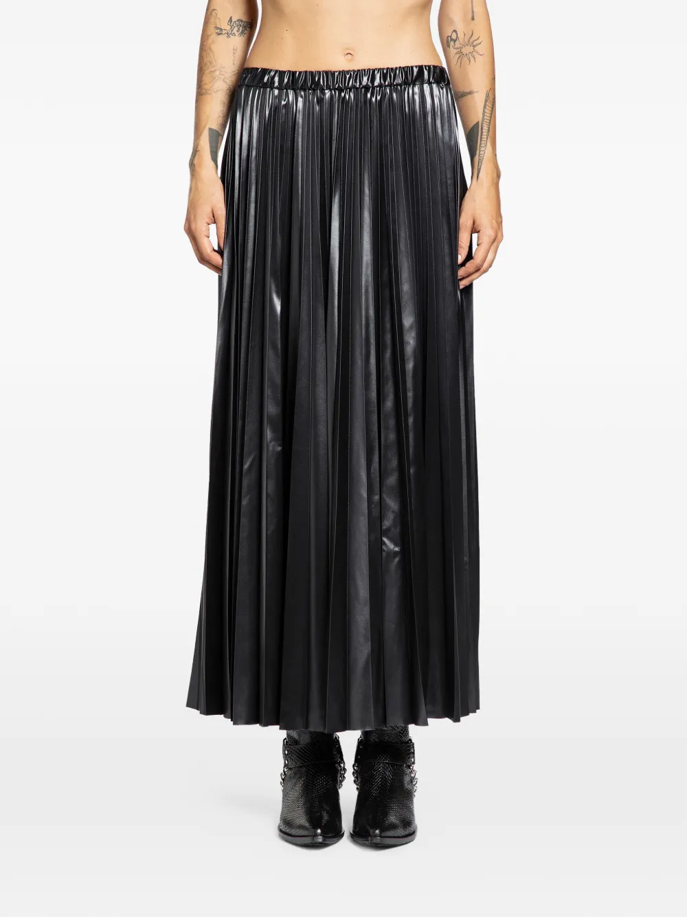 Junya Watanabe pleated maxi skirt - Nero