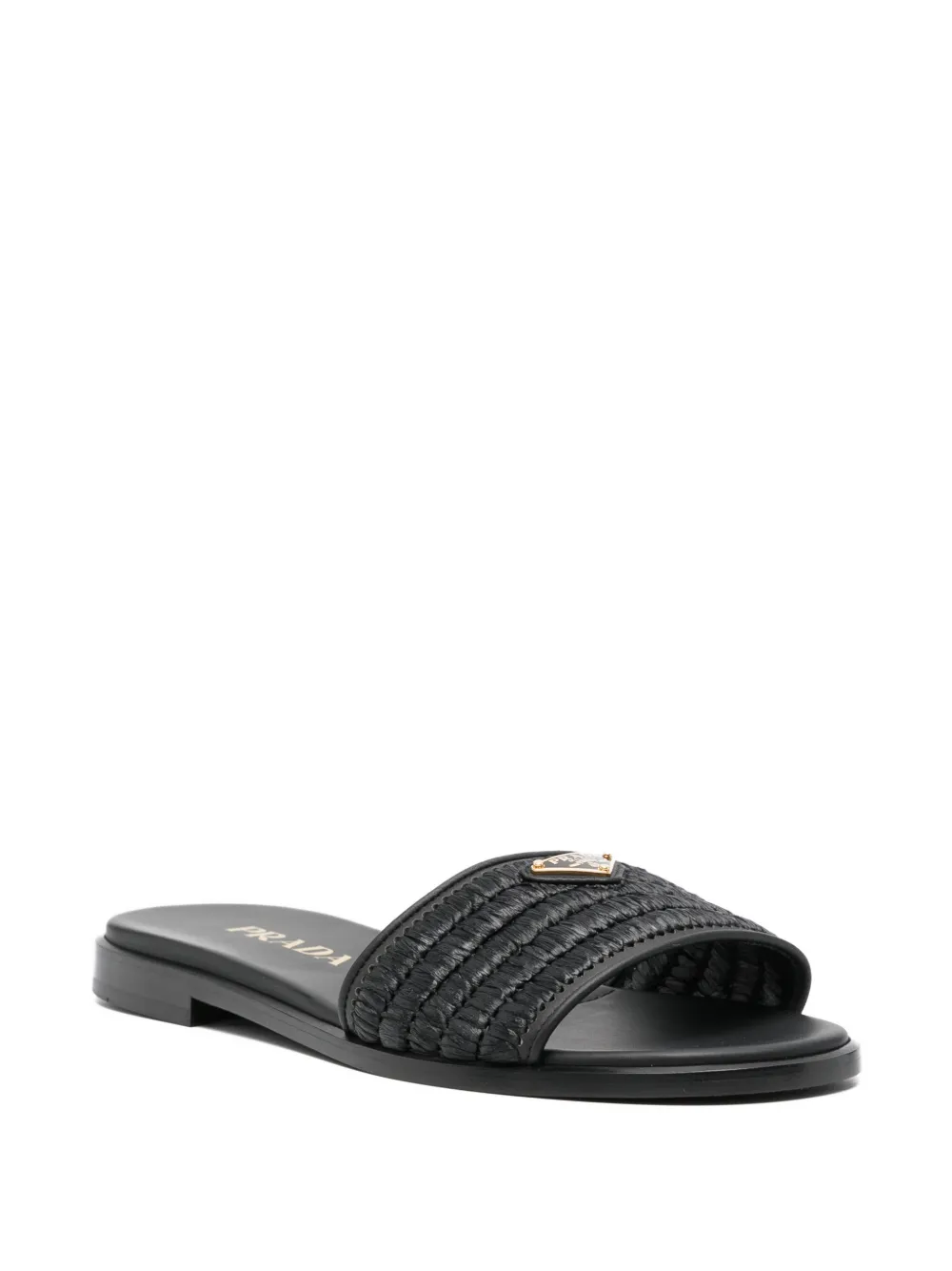 Prada textured logo-plaque sandals Zwart