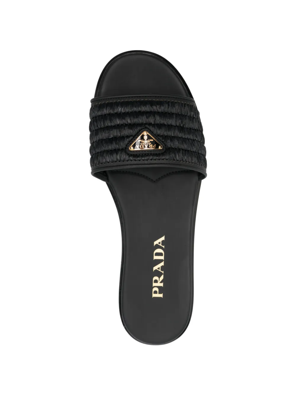 Prada textured logo-plaque sandals Zwart