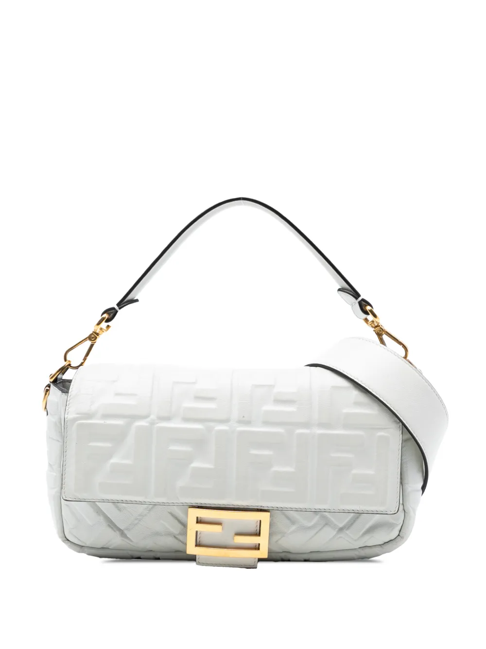 Fendi Pre-Owned 2010-2025 Zucca Embossed Leather Baguette satchel - Bianco