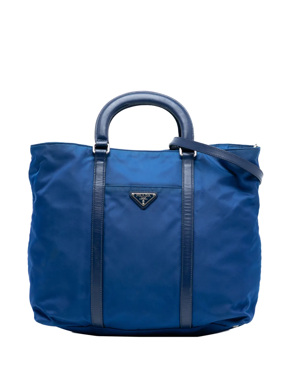 Prada Pre-Owned 2013-2025 Vitello Trimmed Tessuto satchel - Blu