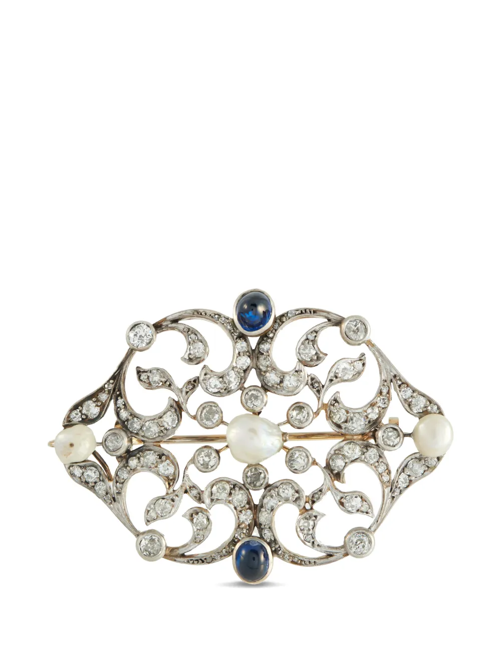 LB Exclusive diamond sapphire pearl brooch - Argento