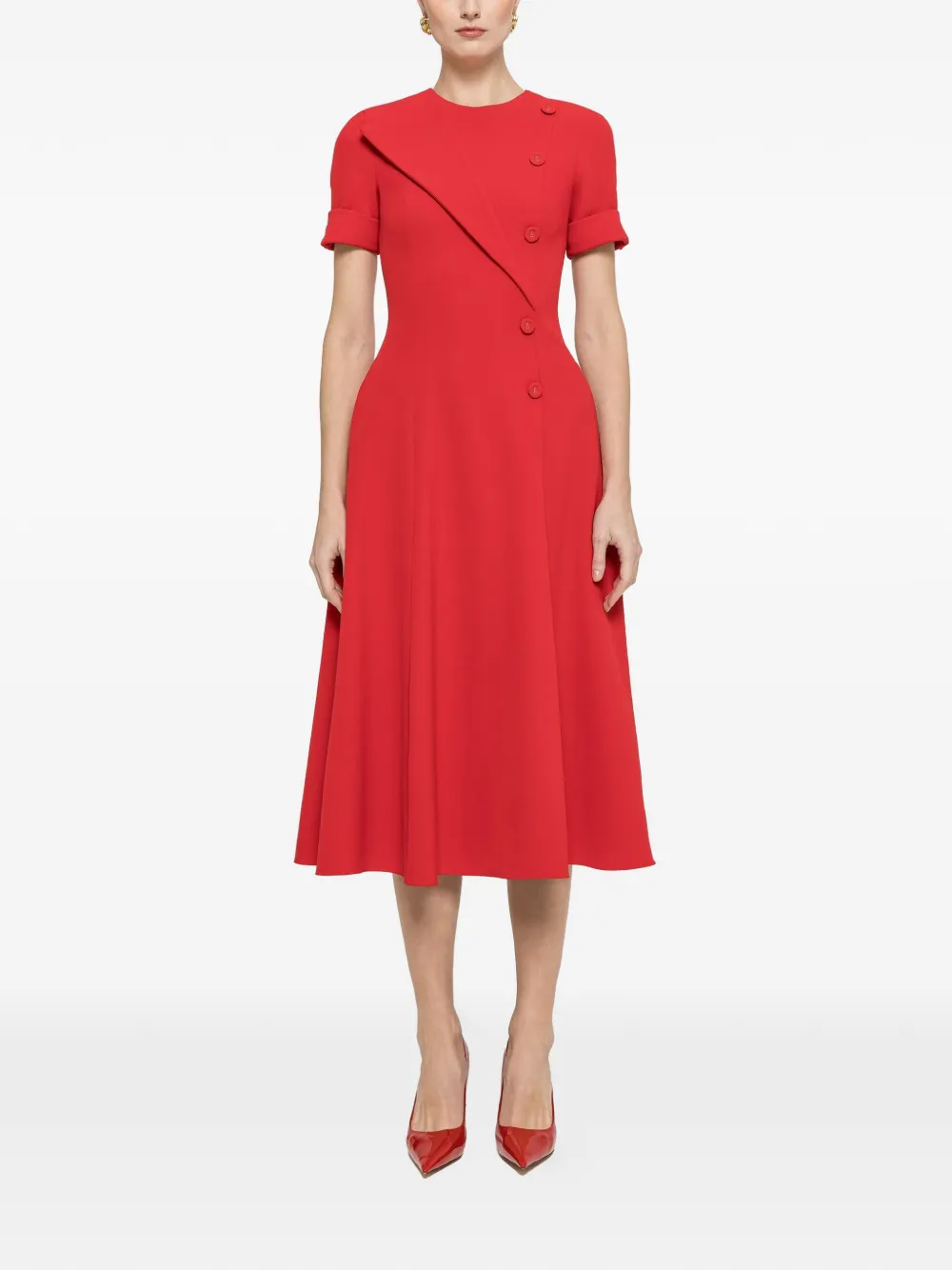 NISSA A-line midi dress - Rosso