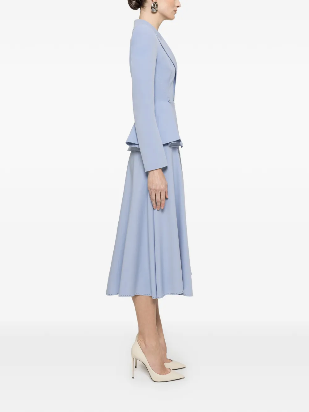  Nissa Button-detail Midi Skirt - Blue 