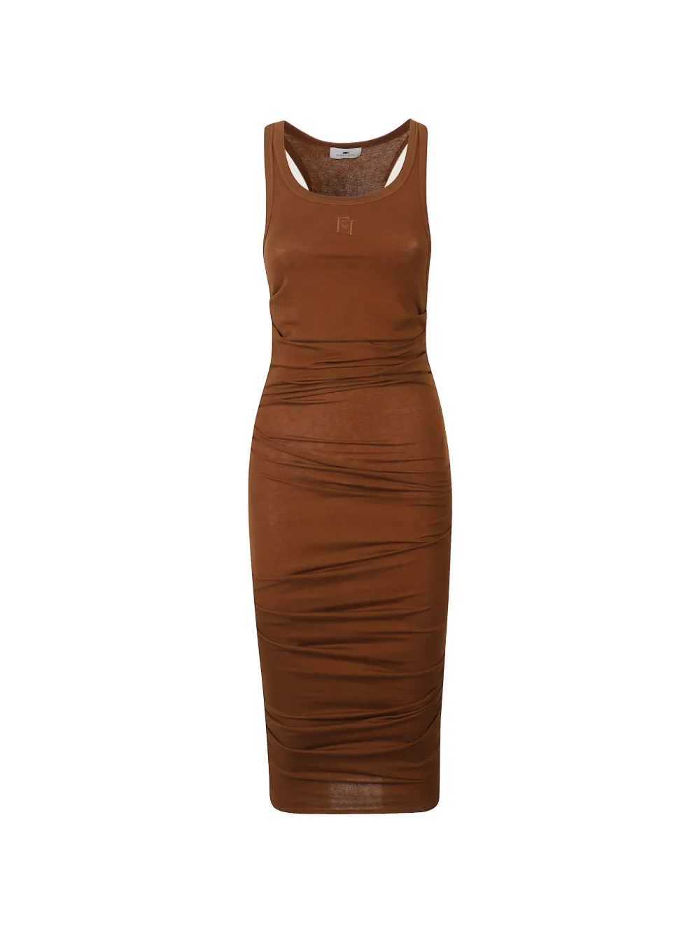 Elisabetta Franchi gathered midi dress - Marrone