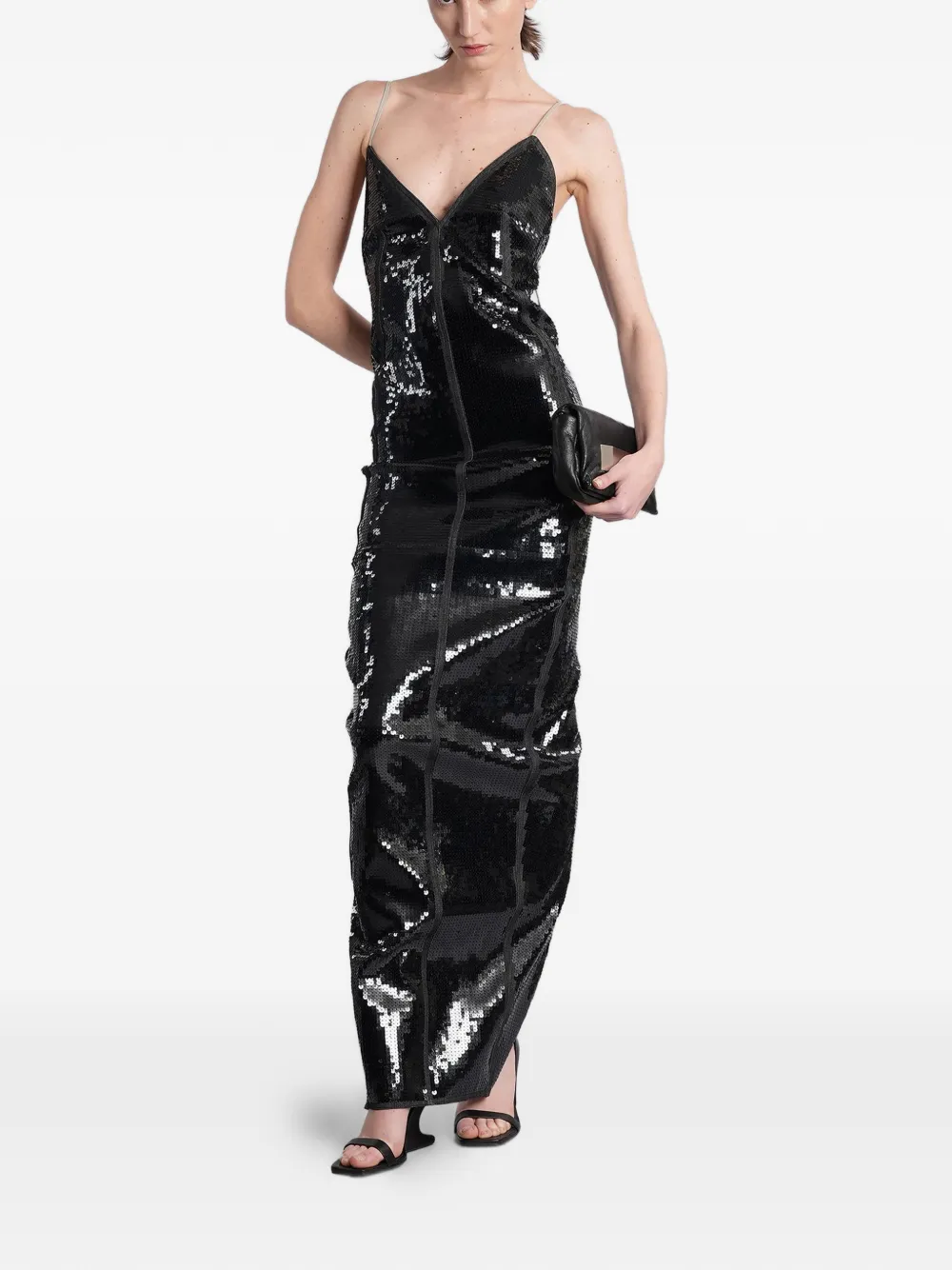Rick Owens Maillot katoenen avondjurk verfraaid met pailletten en open rug Zwart